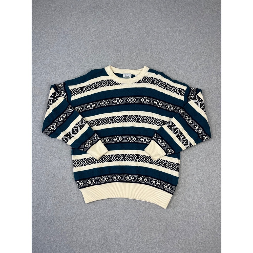 Vintage‎ Van Heusen 417 Sweater Mens L Multicolor Geometric Print 90s Crew Neck